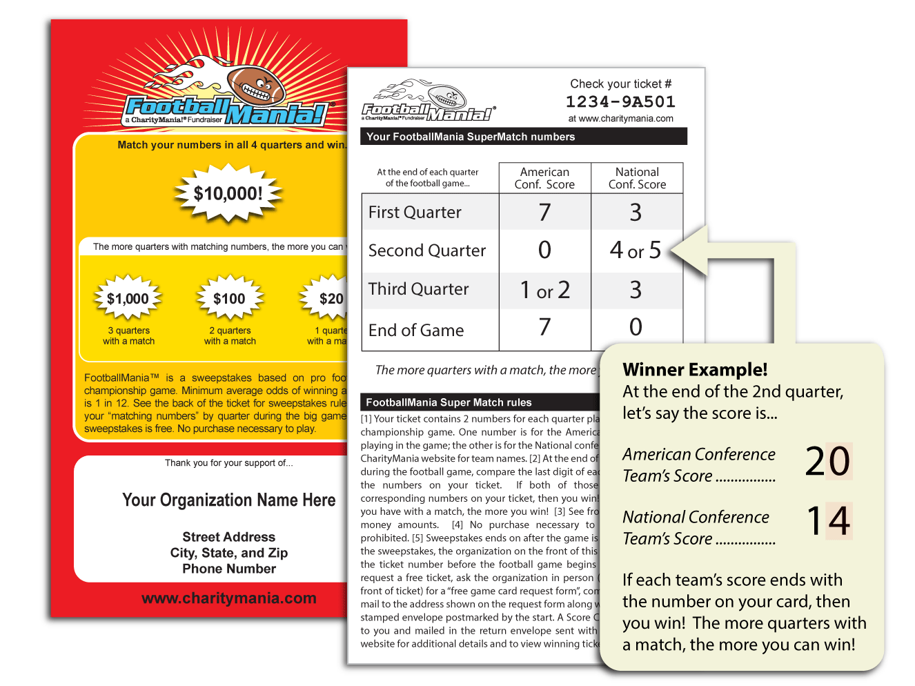Match your numbers to the quarterly scores in the Big Game.